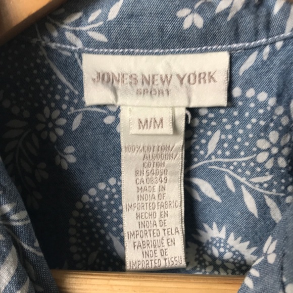Vintage Jones New York Shirt Denim Blue Medium - Picture 7 of 9